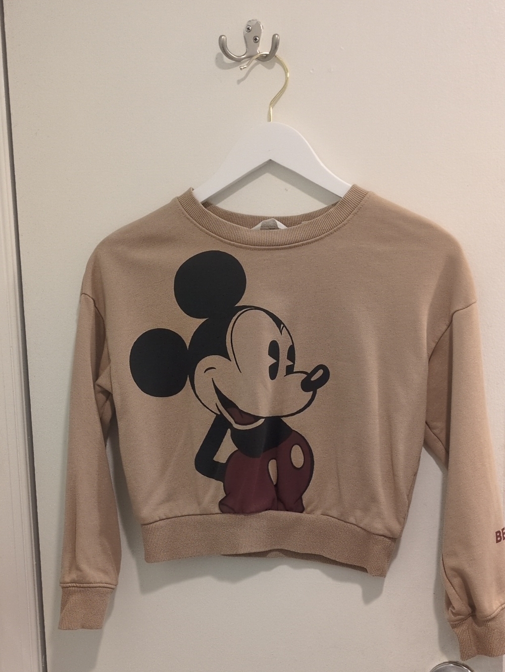 H&M Beige Graphic Mickey Mouse Pullover Sweatshirt